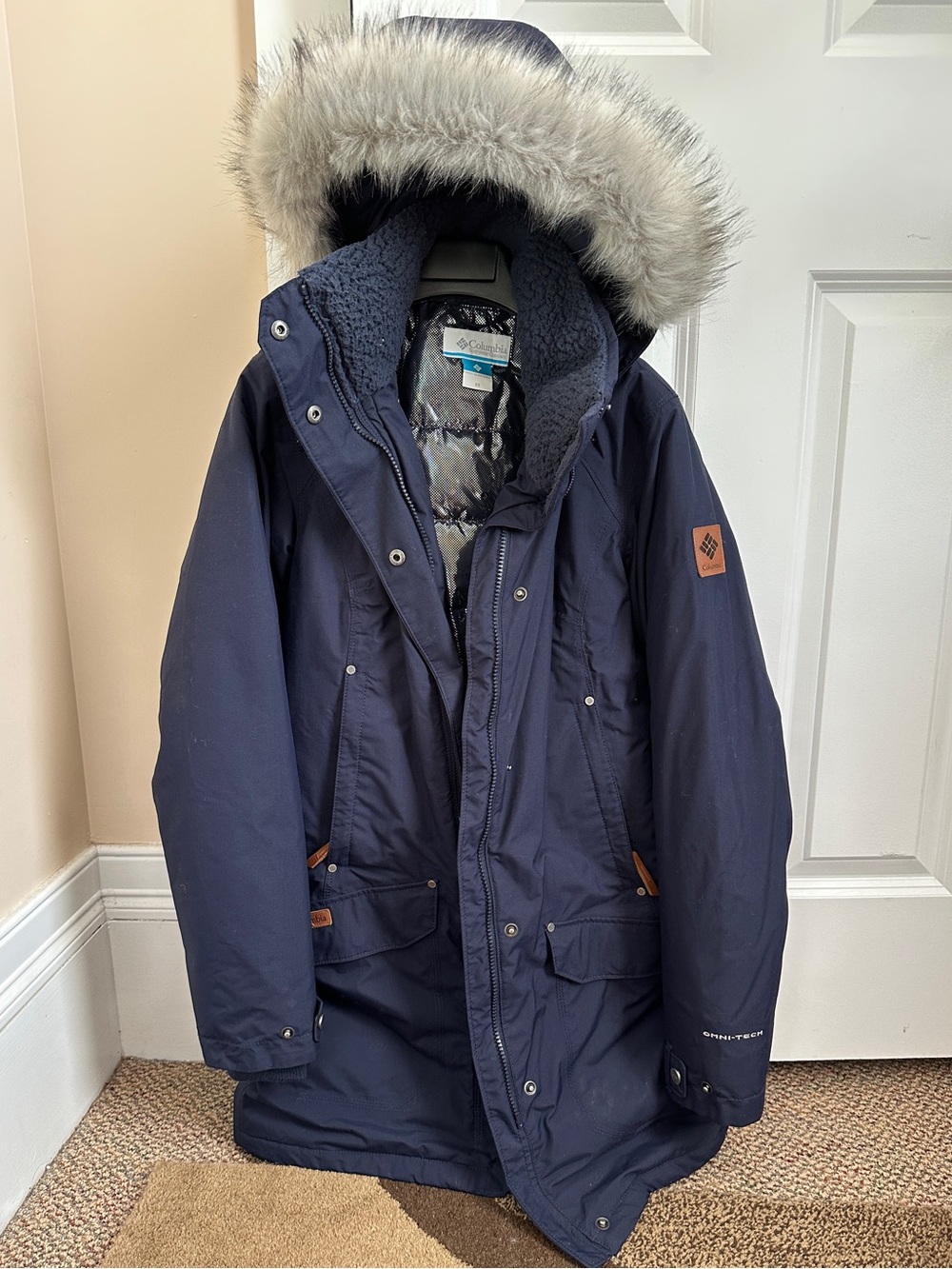 Columbia Women’s Navy Hooded Winter Parka Waterproof Down XS